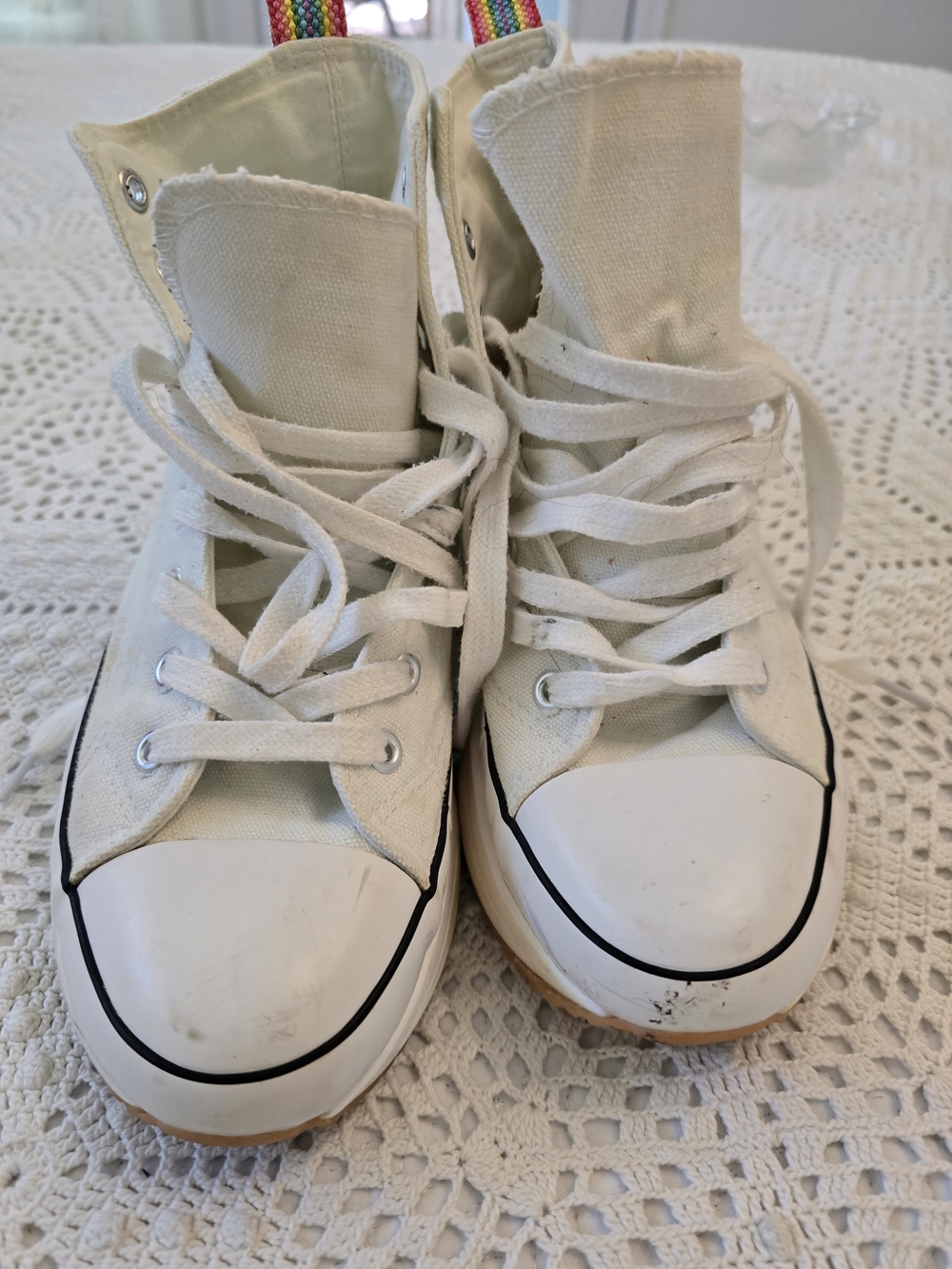 Madden Girl Off-White High-Top Canvas Sneakers